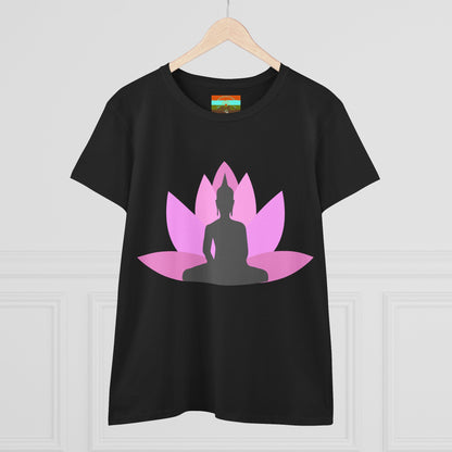 Buddha Lotus Women's Cotton Tee | Bubblegum | Mindfulness & Yoga Apparel