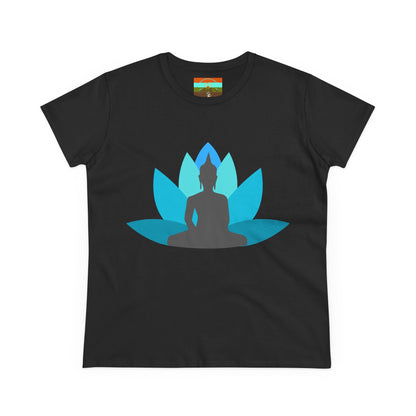 Buddha Lotus Women's Cotton Tee | Tranquil | Mindfulness & Yoga Apparel