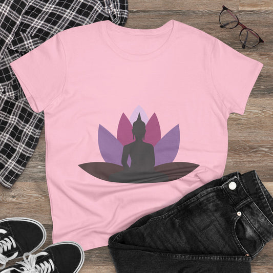 Buddha + Lotus Flower Mauve Women's Midweight Cotton Tee