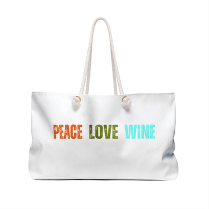 Peace Love Wine Canvas Weekender Bag