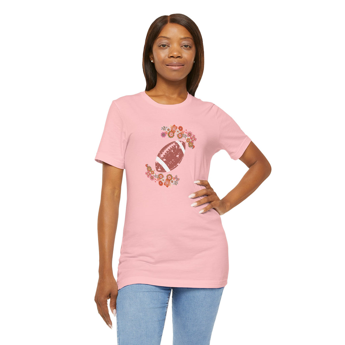 Vintage Floral Football Graphic Tee | 60s Hippie Style