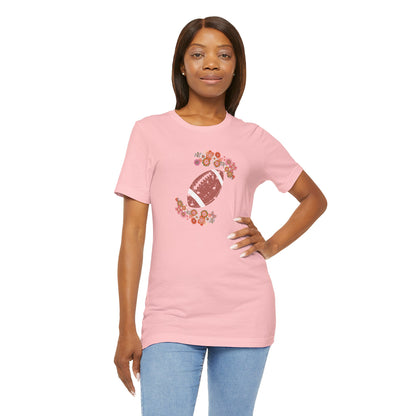 Vintage Floral Football Graphic Tee | 60s Hippie Style