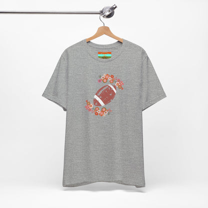 Vintage Floral Football Graphic Tee | 60s Hippie Style