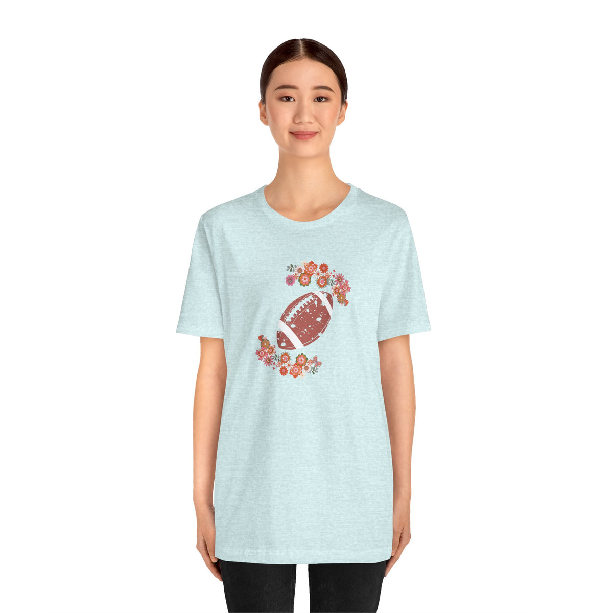 Vintage Floral Football Graphic Tee | 60s Hippie Style