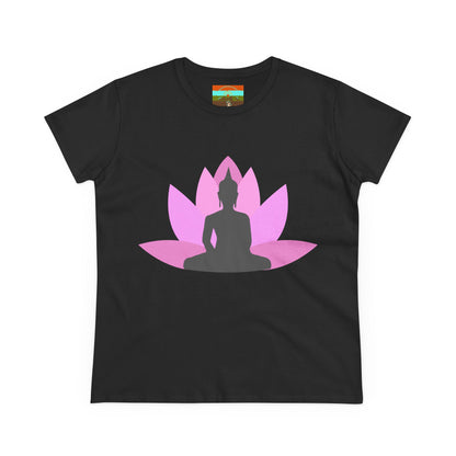 Buddha Lotus Women's Cotton Tee | Bubblegum | Mindfulness & Yoga Apparel