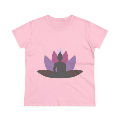 Buddha + Lotus Flower Mauve Women's Midweight Cotton Tee