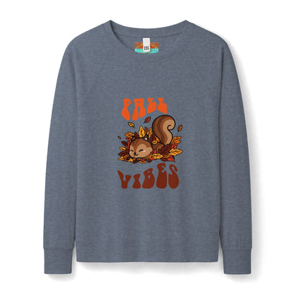Fall Vibes Squirrel Sweatshirt — Women's Cozy Autumn Crewneck