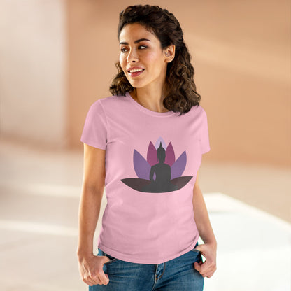 Buddha Lotus Women's Cotton Tee | Mauve | Mindfulness & Yoga Apparel
