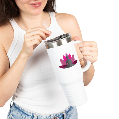 Buddha Lotus 40 oz Insulated Travel Tumbler | Cerise | Meditation & Yoga Drinkware