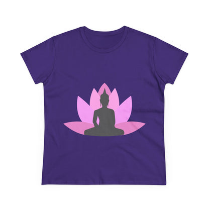 Buddha + Lotus Flower Bubblegum Women's Midweight Cotton Tee