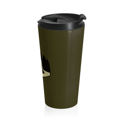 Wooden Hiking Trail Sign Stainless Steel Travel Mug in Earth