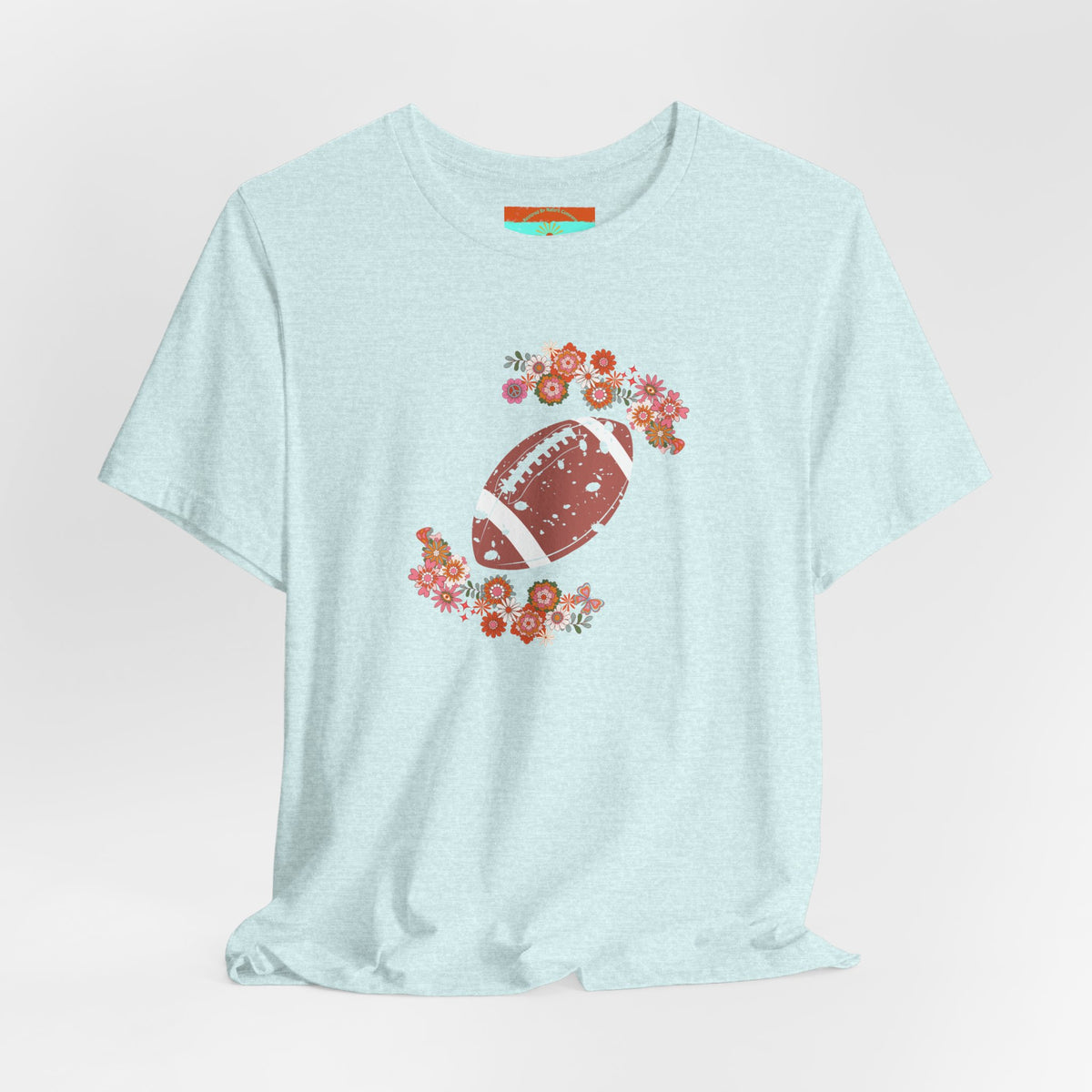 Vintage Floral Football Graphic Tee | 60s Hippie Style