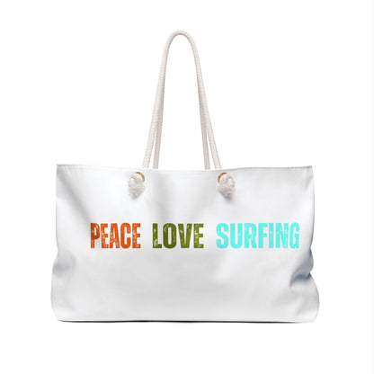 Peace Love Surfing Canvas Weekender Bag