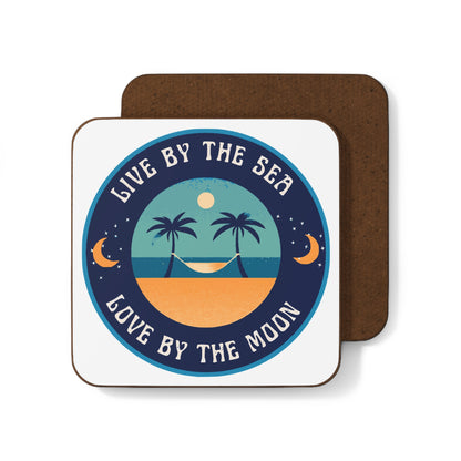 Live By The Sea Love By The Moon Coaster in Snow