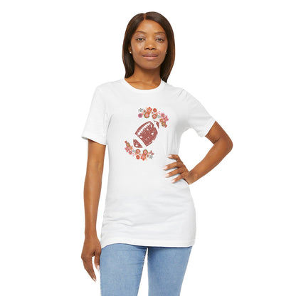 Vintage Floral Football Graphic Tee | 60s Hippie Style