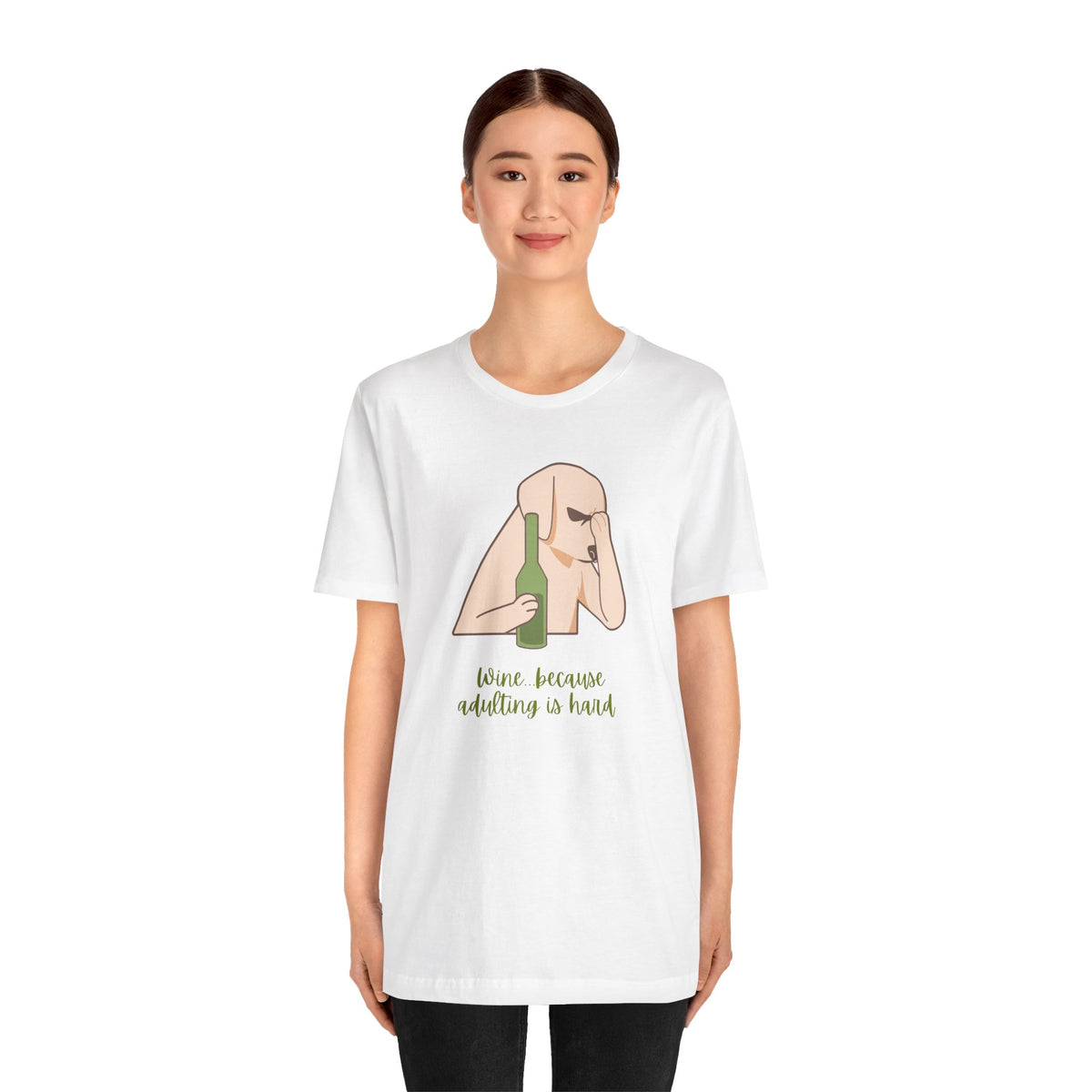 Wine...Because Adulting Is Hard | Unisex Jersey T-Shirt