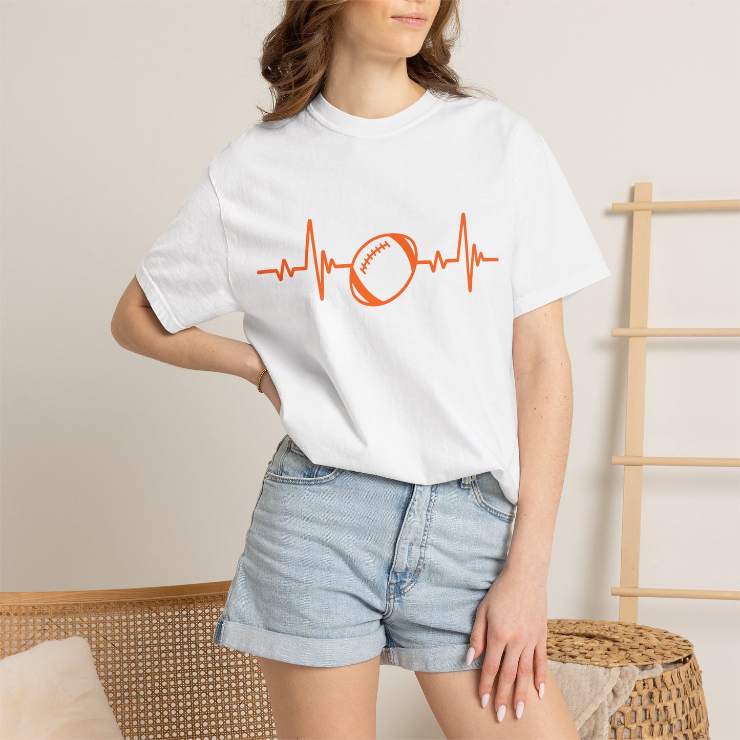 Football Heartbeat Graphic Tee | Soft Cotton T-Shirt for Football Fans