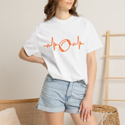 Football Heartbeat Graphic Tee | Soft Cotton T-Shirt for Football Fans