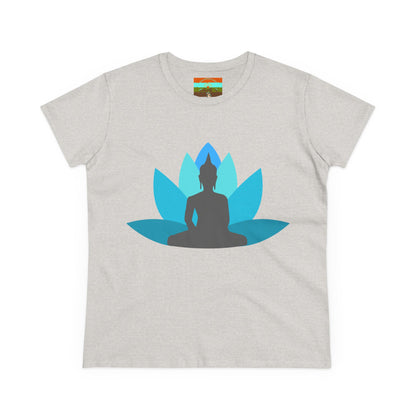 Buddha Lotus Women's Cotton Tee | Tranquil | Mindfulness & Yoga Apparel