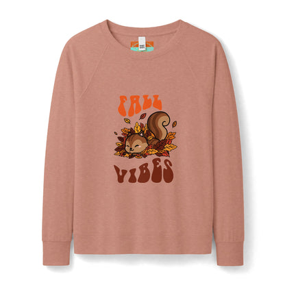 Fall Vibes Squirrel Sweatshirt — Women's Cozy Autumn Crewneck