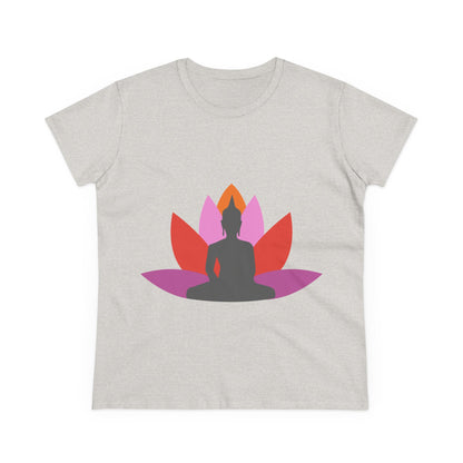 Buddha + Lotus Flower Tropical Women's Midweight Cotton Tee