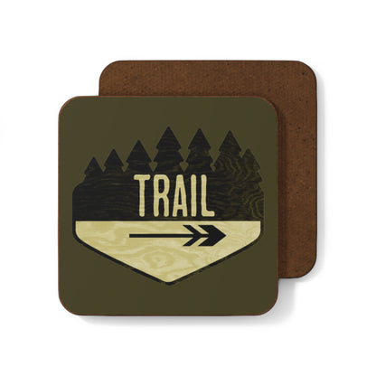 Wooden Hiking Trail Sign Coaster in Earth