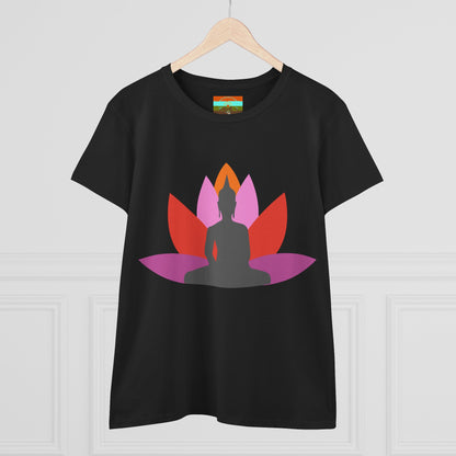Buddha Lotus Women's Cotton Tee | Tropical | Mindfulness & Yoga Apparel