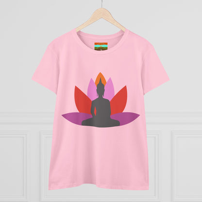Buddha Lotus Women's Cotton Tee | Tropical | Mindfulness & Yoga Apparel