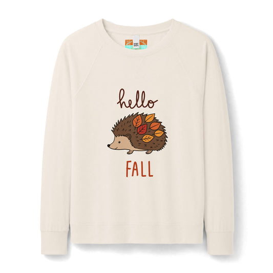 Hello Fall Hedgehog Sweatshirt — Women's Cozy Autumn Crewneck