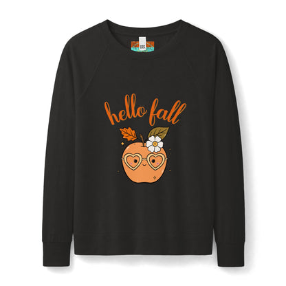 Hello Fall Retro Apple Sweatshirt — Women's Cozy Autumn Crewneck