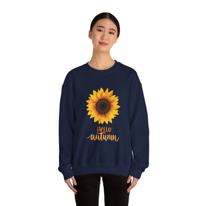 Hello Autumn Sunflower Crewneck Sweatshirt