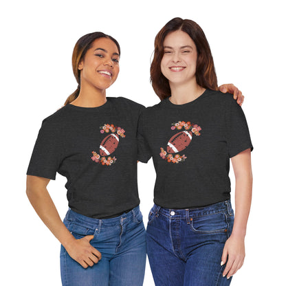 Vintage Floral Football Graphic Tee | 60s Hippie Style