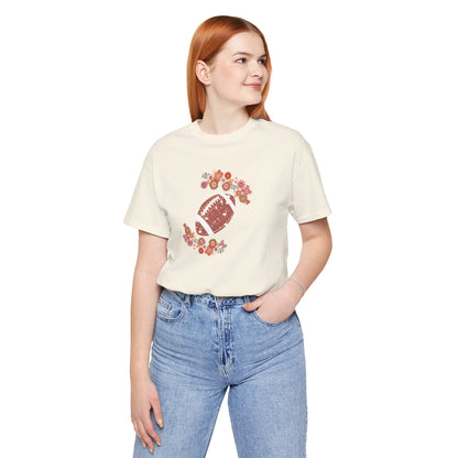 Vintage Floral Football Graphic Tee | 60s Hippie Style