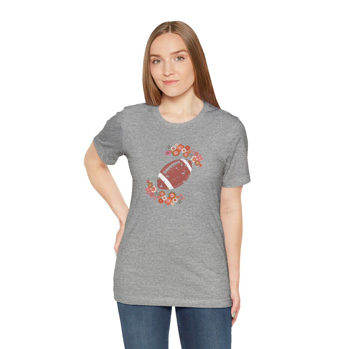 Vintage Floral Football Graphic Tee | 60s Hippie Style