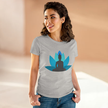 Buddha Lotus Women's Cotton Tee | Tranquil | Mindfulness & Yoga Apparel
