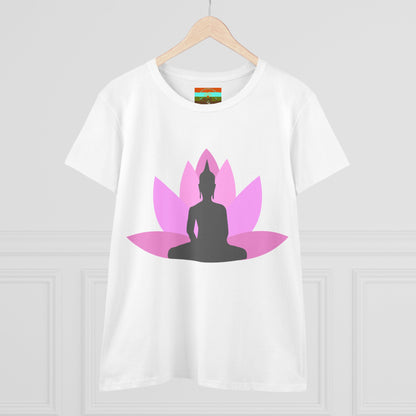 Buddha Lotus Women's Cotton Tee | Bubblegum | Mindfulness & Yoga Apparel