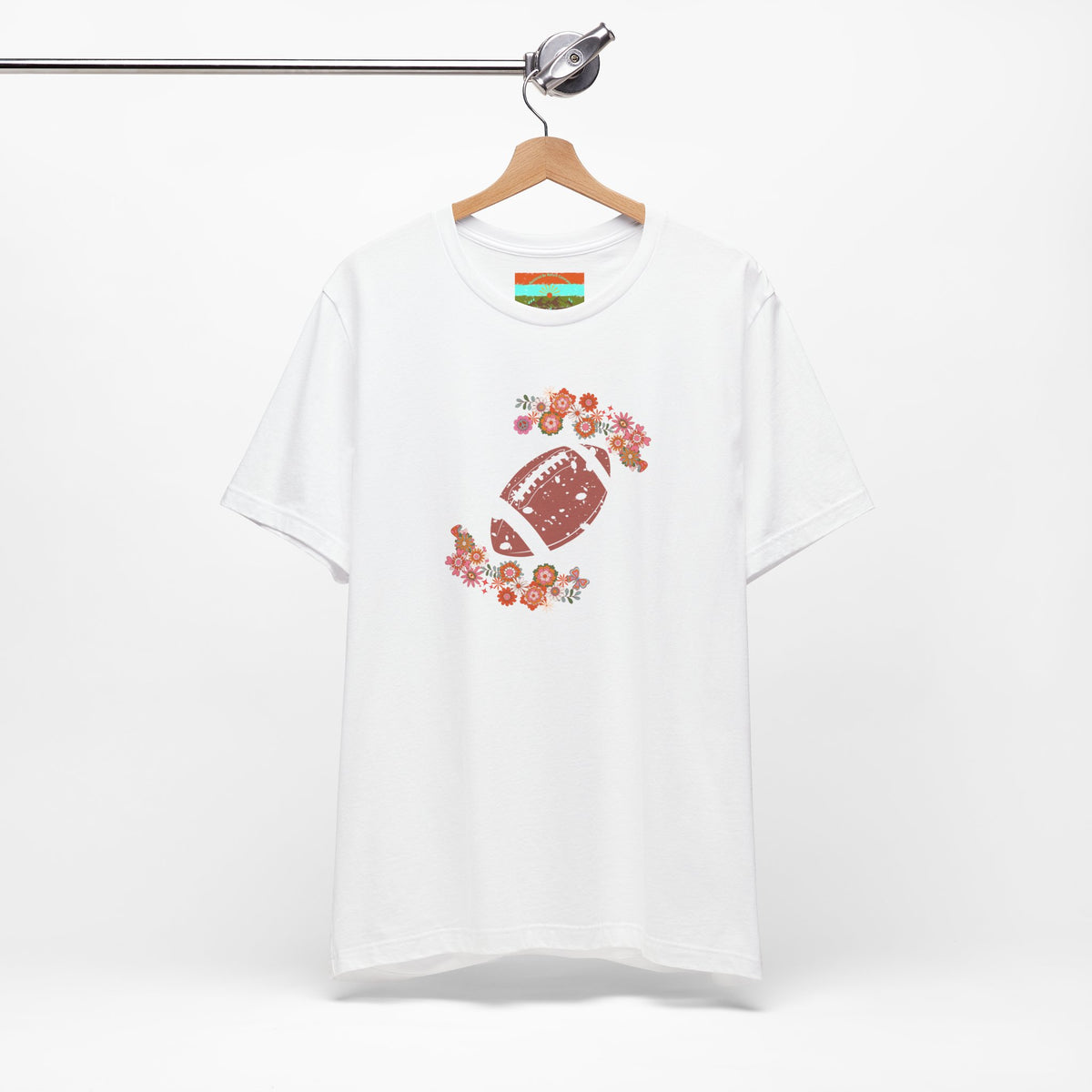 Vintage Floral Football Graphic Tee | 60s Hippie Style