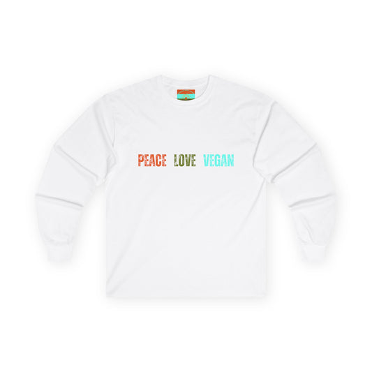 Peace Love Vegan Ultra Cotton Long Sleeve Tee