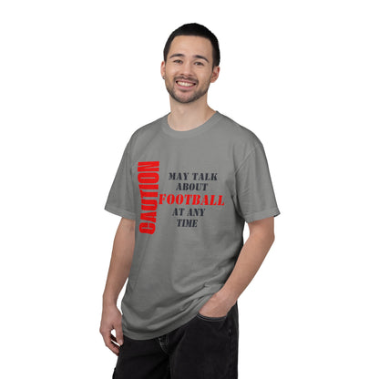 CAUTION: May Talk About Football Graphic Tee | Unisex Garment-Dyed T-Shirt