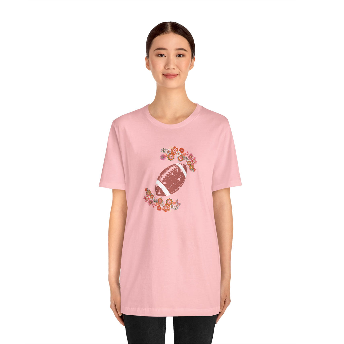 Vintage Floral Football Graphic Tee | 60s Hippie Style