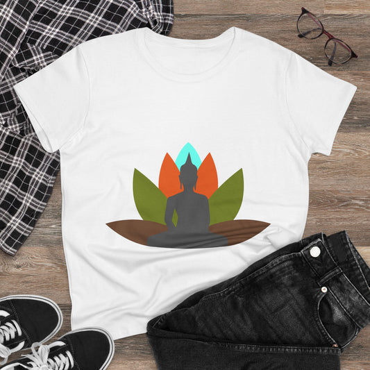 Buddha + Lotus Flower Earth Women's Midweight Cotton Tee