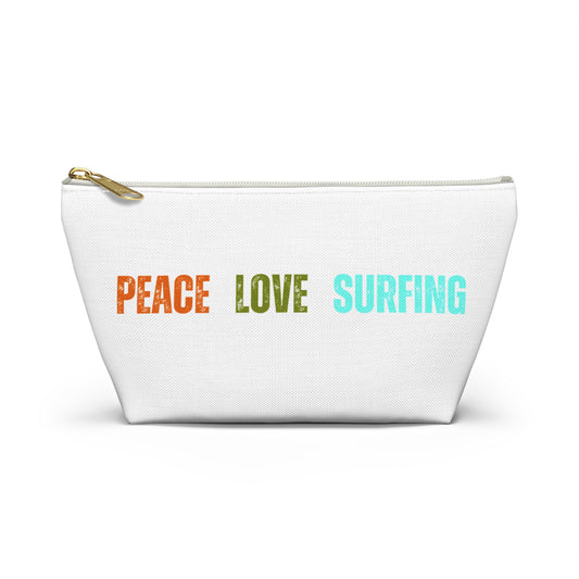 Peace Love Surfing White Accessory Pouch w T-bottom