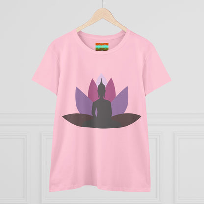 Buddha Lotus Women's Cotton Tee | Mauve | Mindfulness & Yoga Apparel