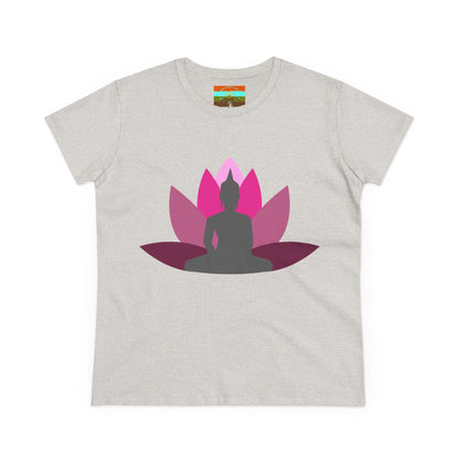 Buddha Lotus Women's Cotton Tee | Cerise | Mindfulness & Yoga Apparel