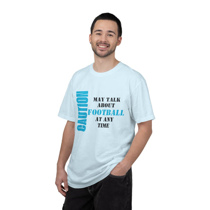 CAUTION: May Talk About Football Graphic Tee | Unisex Garment-Dyed T-Shirt
