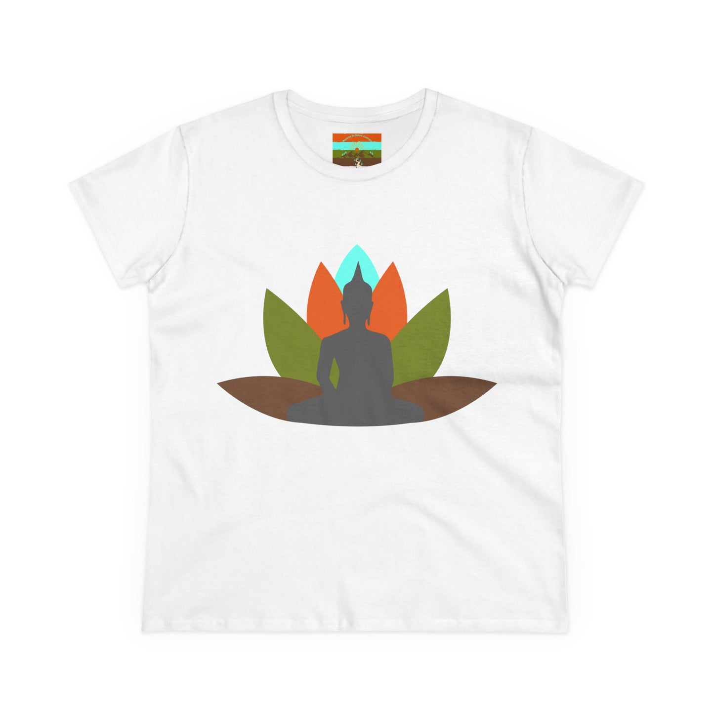 Buddha Lotus Women's Cotton Tee | Earth | Mindfulness & Yoga Apparel