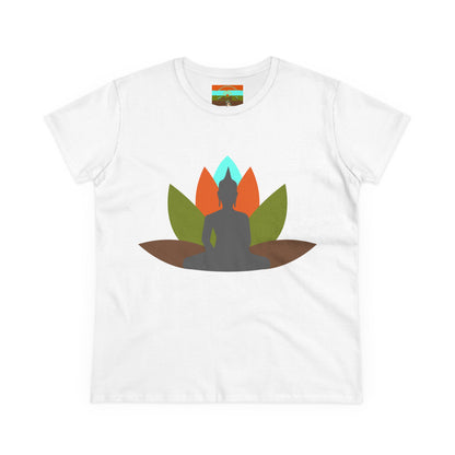 Buddha Lotus Women's Cotton Tee | Earth | Mindfulness & Yoga Apparel