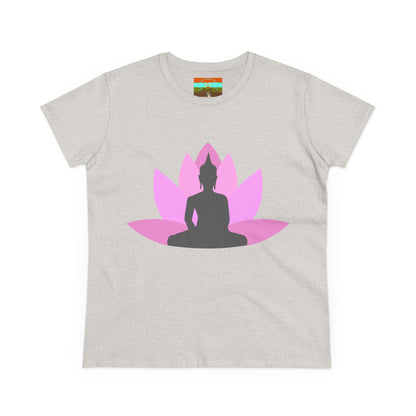 Buddha Lotus Women's Cotton Tee | Bubblegum | Mindfulness & Yoga Apparel