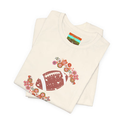 Vintage Floral Football Graphic Tee | 60s Hippie Style