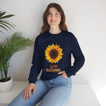Hello Autumn Sunflower Crewneck Sweatshirt